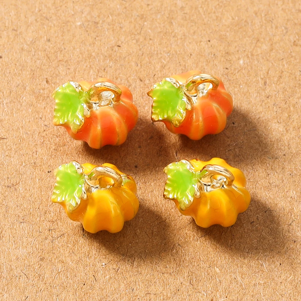 5pcs Cute Enamel 3D Pumpkin Charms Pendants for Necklace Earrings Bracelet DIY Handmade Jewelry Accessories Supplies