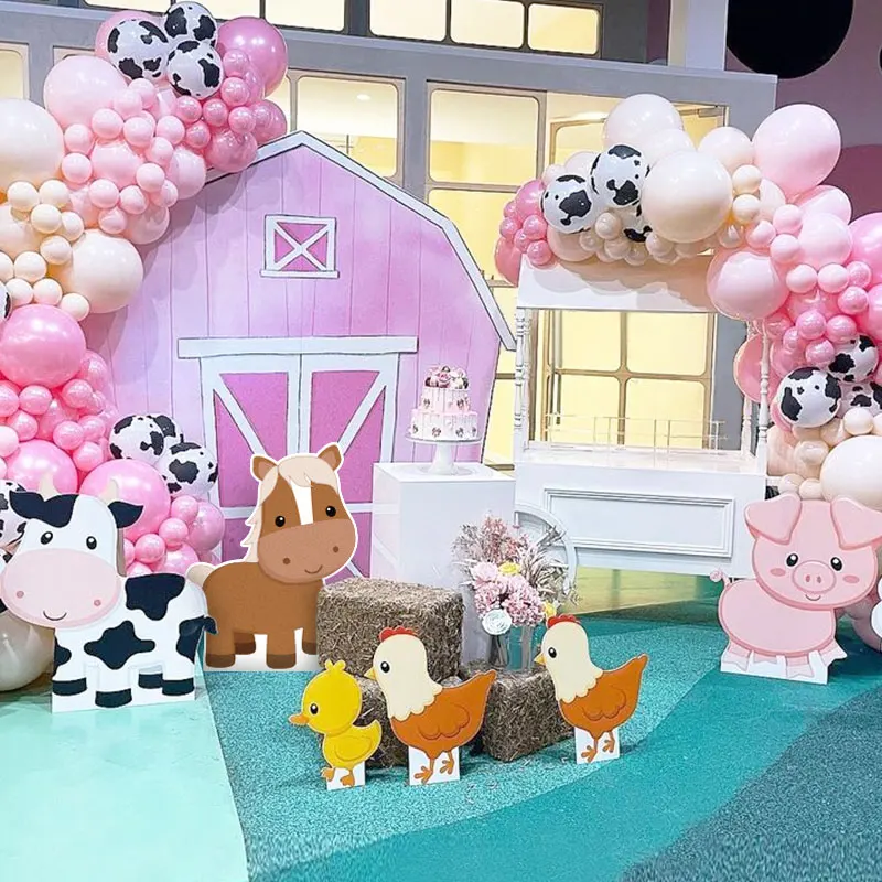 6 Stück Bauernhof-Geburtstagsparty-Tiere KT-Brett Bauernhof Kuh Schwein Ausschnitte für Bauernhof-Thema Geburtstag Babyparty Party Kulissen Dekorationen – Detail 6