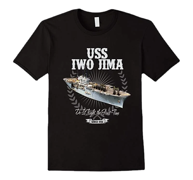 Wasp-class Amphibious Assault Ship The Iwo Jima LHD 7 T-Shirt Summer Cotton Short Sleeve O-Neck Mens T Shirt New S-3XL