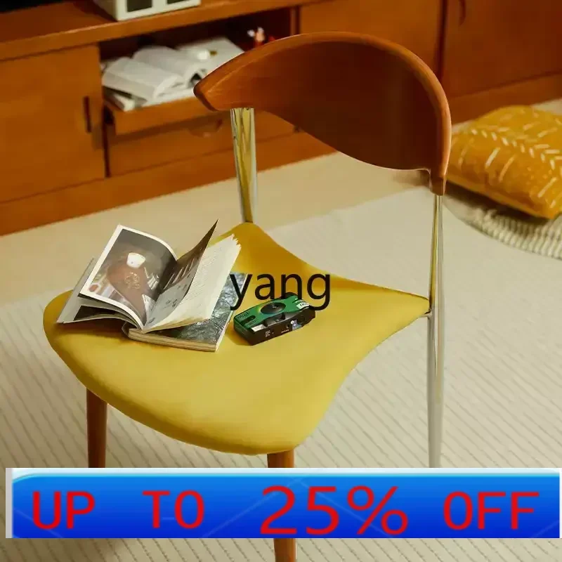 LTT complex medieval solid wood dining chair stacked home bedroom study table light luxury backrest velvet stool