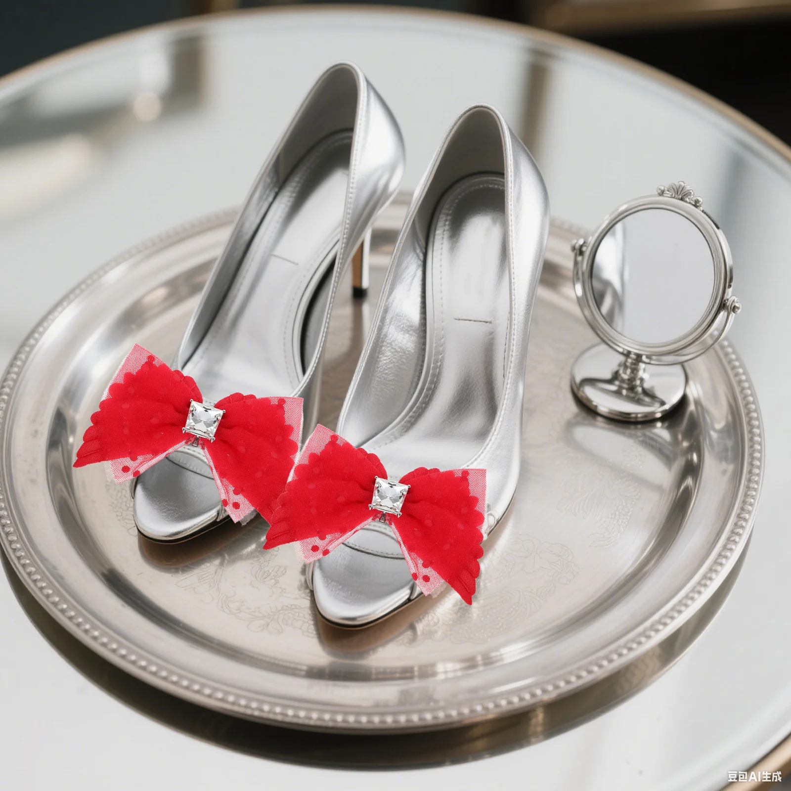 

1 Pair Bow Shoe Clips Detachable Wing Heel Buckles For Bridal Wedding Party High Heels Decor Rhinestone Bowknot Shoe Accessories