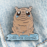 Funny Squonk Lapel Pin Crying Cryptid Brooch Creepy Cute Weird Sad Paranormal Creatures Badge