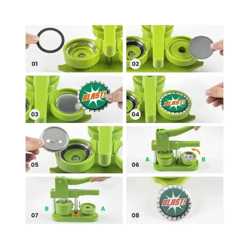 DIY Pin Badges Button Making Machine Kit 58MM Badge Button Maker with 100PCS Button+Circle Cutter Student Handicraft