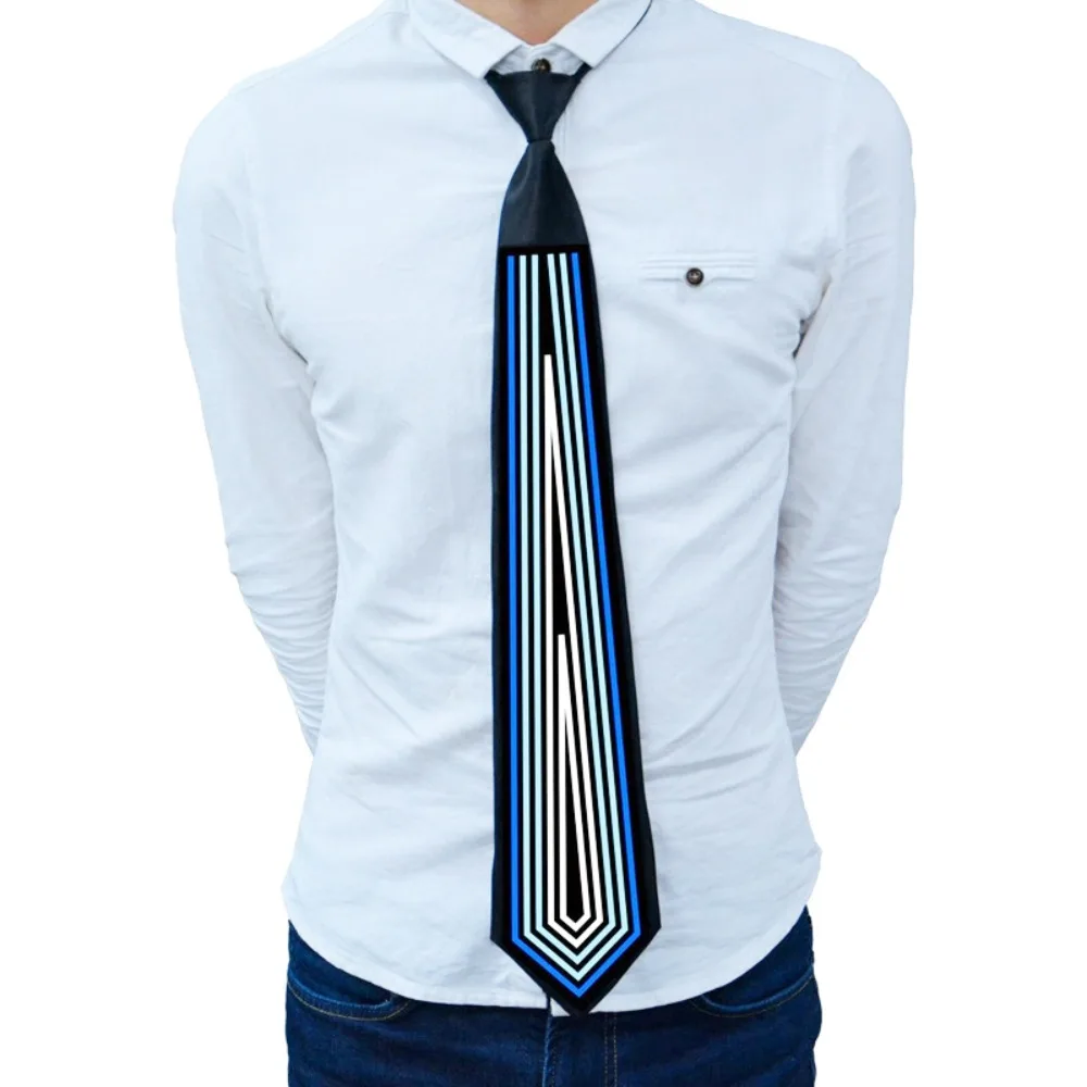 Rainbow LED Light Tie Adjustable Neon Flashing Glow Rave Party Necktie Narrow Hip-hop Luminous Cravat Livehouse