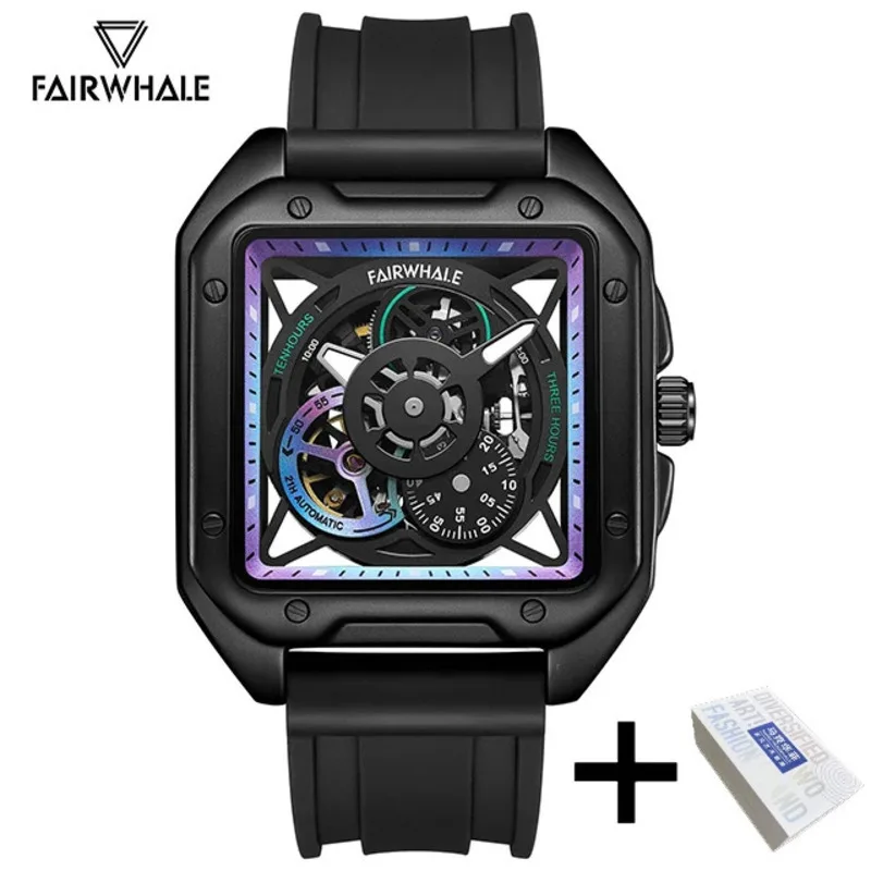 FAIRWHALE Automatic Movement Mechanical Watches For Men 6320 Sports Silicone Strap Luminous Waterproof Mens Watch Reloj Hombre