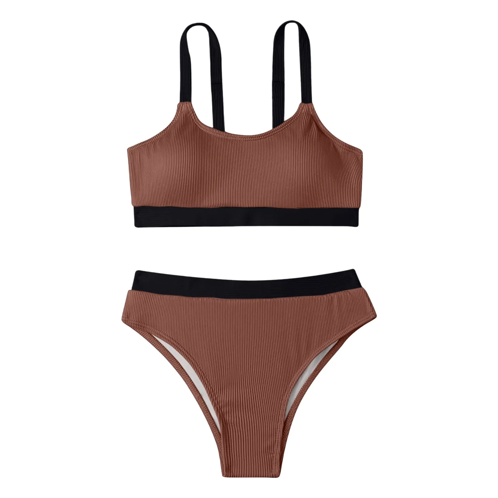 Women's Swimwear Tankinis Set High Waist Bikini Sets 2024 New Push Up Color Blocking Swimsuit Two Piece Outfits Female Beachwear