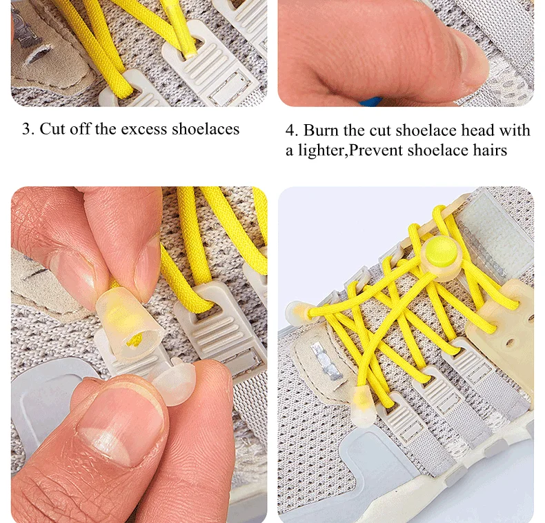 Keine Schnürsenkel, elastische, runde Schnürsenkel ohne Binden, Sneaker-Schnürsenkel mit Federverschluss, schnelles Schnürsystem ohne Binden, Schnürsenkel für Kinder und Erwachsene, Neu. – Detail 11