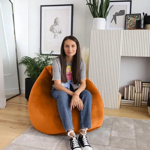Teardrop Bean Bag Chair (Filled) - Plush Ultra Soft Giant Bean Bag for Adults, Teens - Double Stitched, Easy to Clean