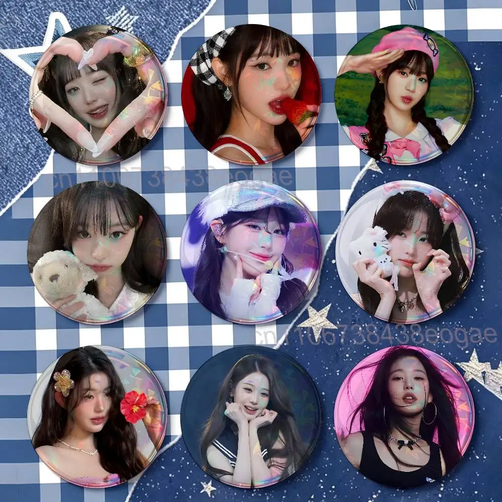 W-Wonyoung HD Print Badges Pretty Round Display Brooches IP merchandise 32mm 58mm 75mm 44mm 25mm