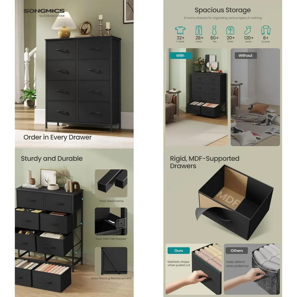 

Органайзер для ящиков из нетканого материала в цветах чернил и черного эбенового дерева для спальни, комода и шкафа - US124B01S