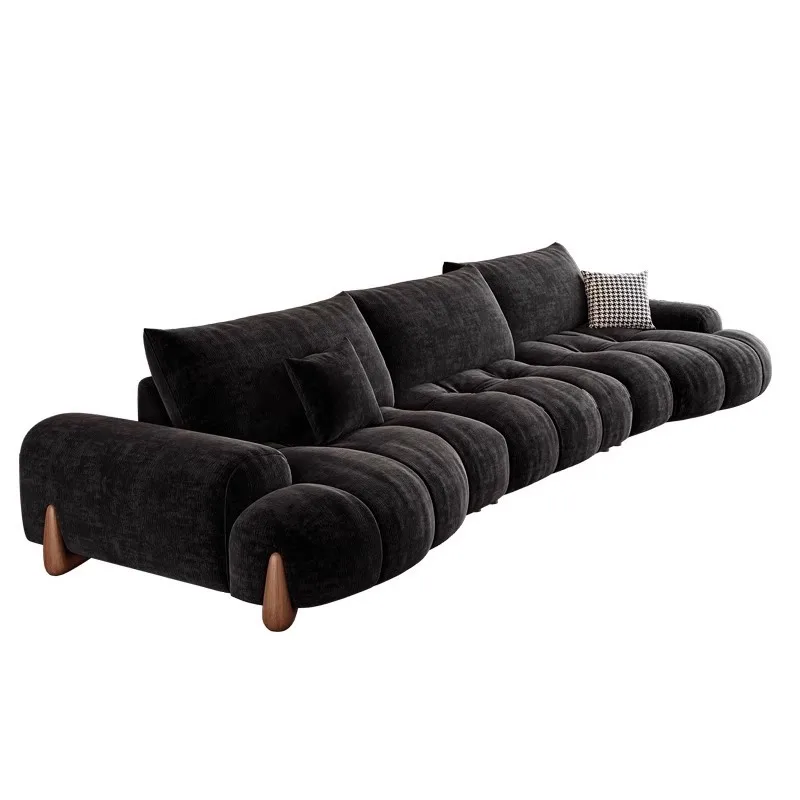 

2025 new model, modern, simple, chenille fabric sofa, living room, cat scratching cloth, cream wind, curved sand