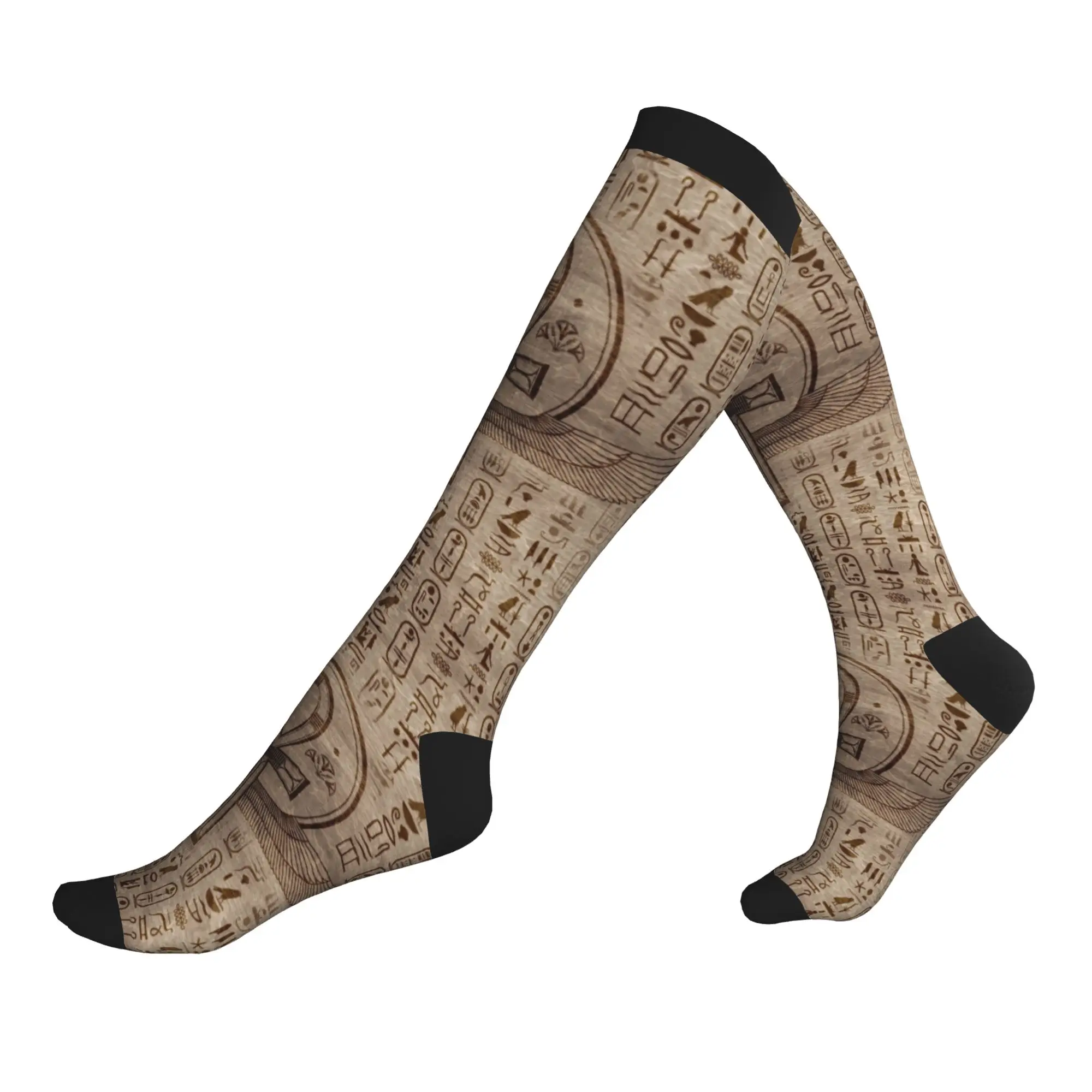 Lindos calcetines de vestir con cruz egipcia Ankh para hombre, cómodos y cálidos, con estampado 3D de jeroglíficos del antiguo Egipto, calcetines deportivos de compresión