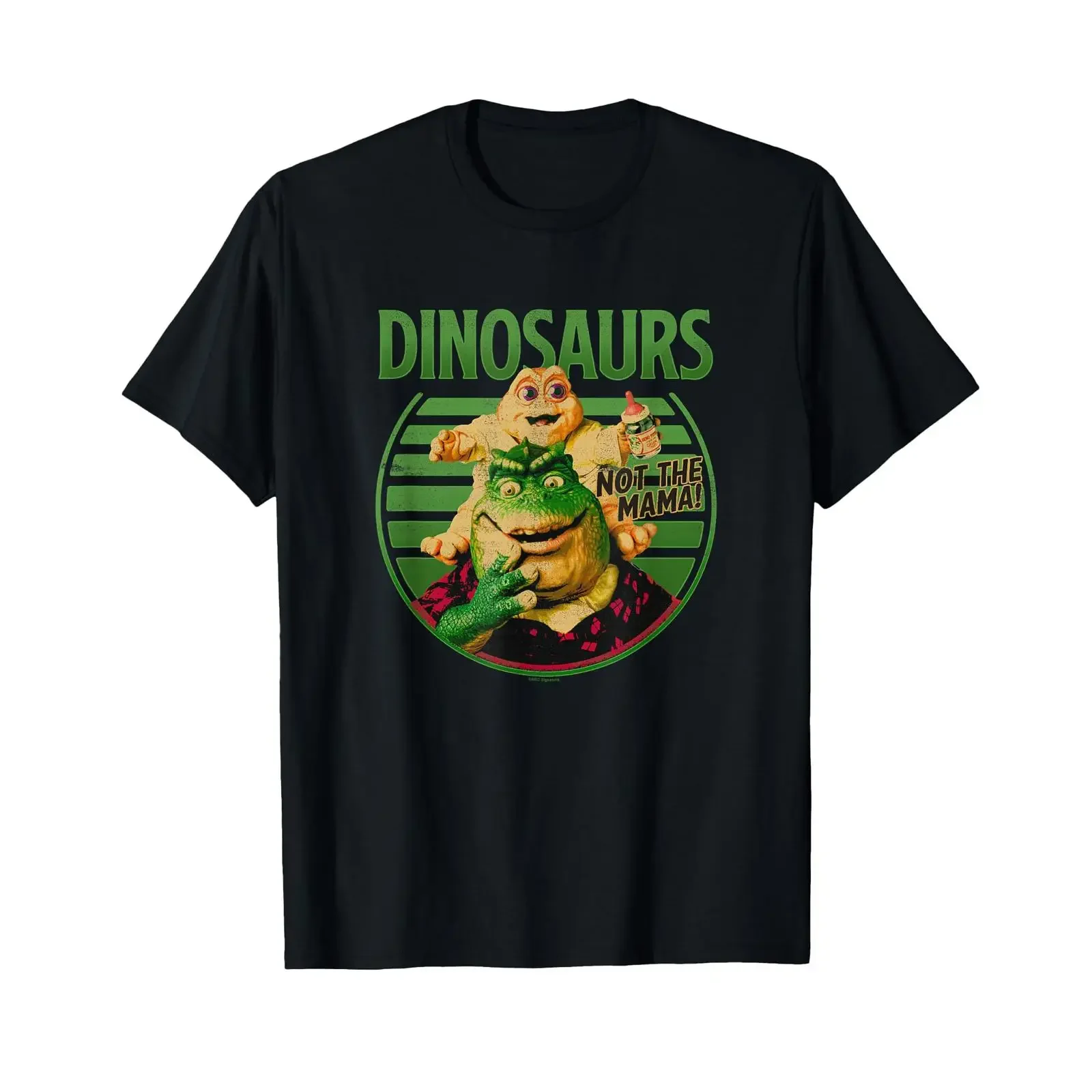 Camiseta con logo retro grande de Dinosaurs Not The Mama Baby y Earl Sinclair, estilo vintage, lavada, versátil, unisex, informal, elástica y elegante