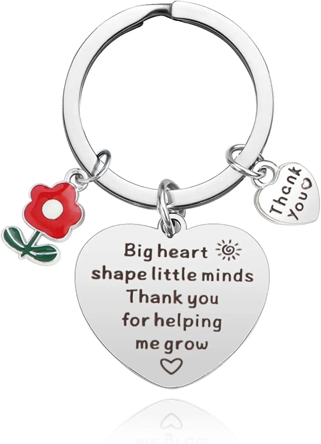 Shuangshuo البوهيمي زهرة قلادة المفاتيح الحب القلب سلسلة مفاتيح من الفولاذ المقاوم للصدأ شكرا لمساعدتي في نمو رسالة الملحقات #6