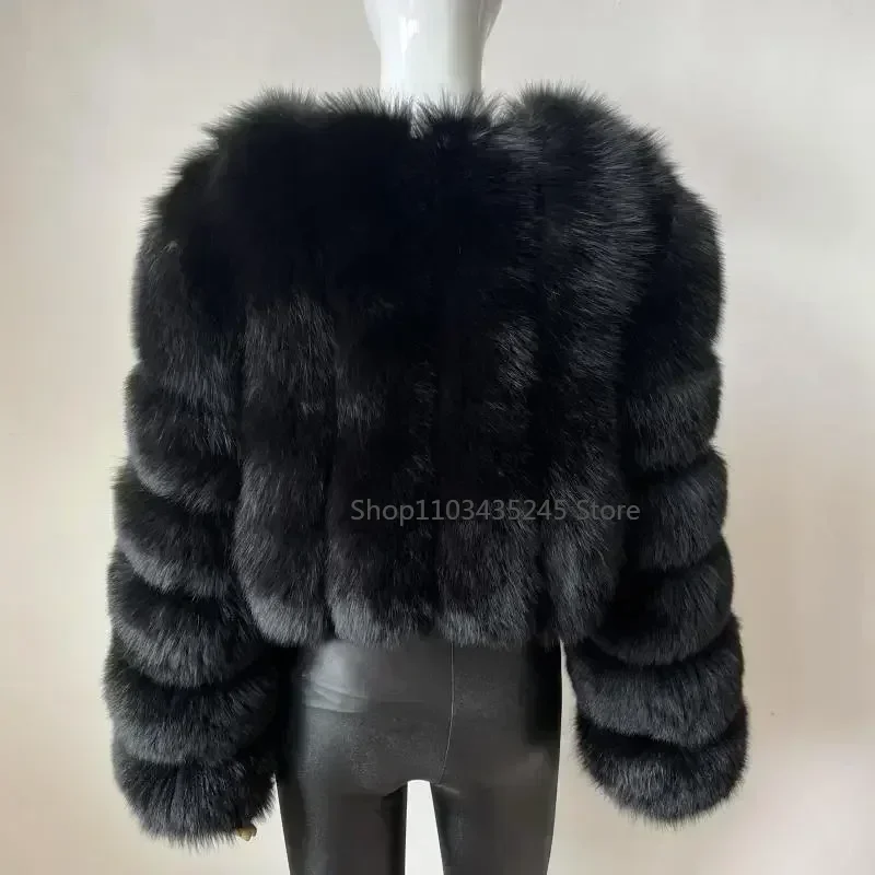 Faux Fox Fur Coat V-Neck Winter Woman Long Sleeve Warm Winter Coat Women Fashion Luxury New Fur Jacket Teddy Chic Outwear 2024