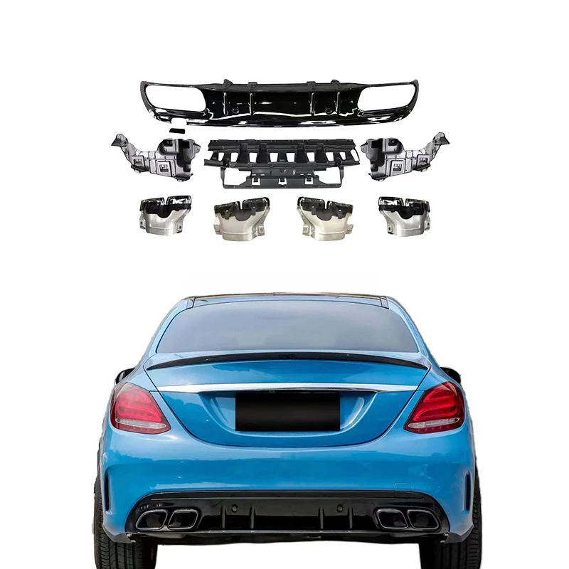 

Genuine back lip For 2014+ Mercedes W205 C-class C200L C240 C250 C280 upgrade C63 AMG Rear diffuser exhaust pipe