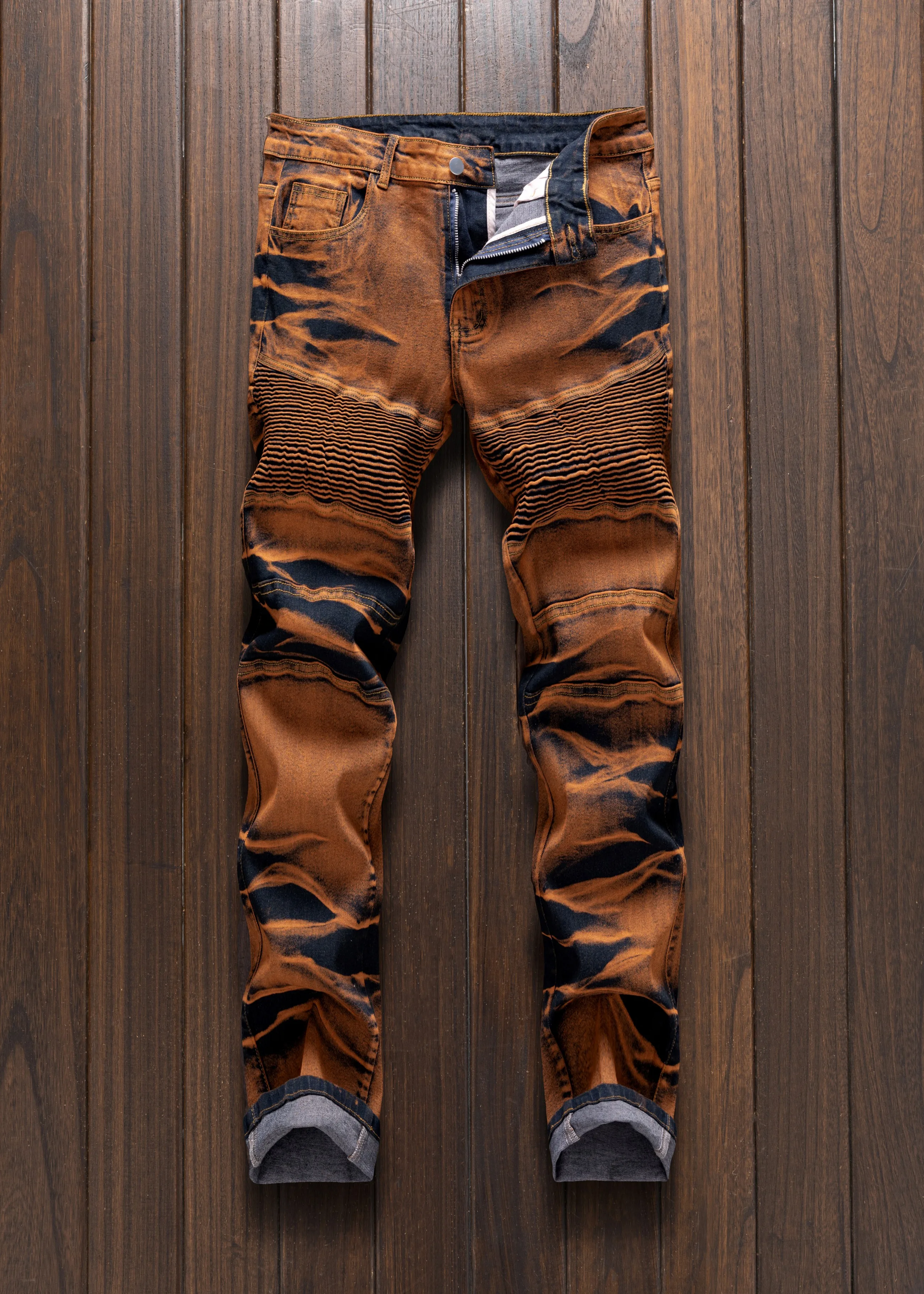 

Men's street fashion versatile straight fit retro hip-hop denim pants
