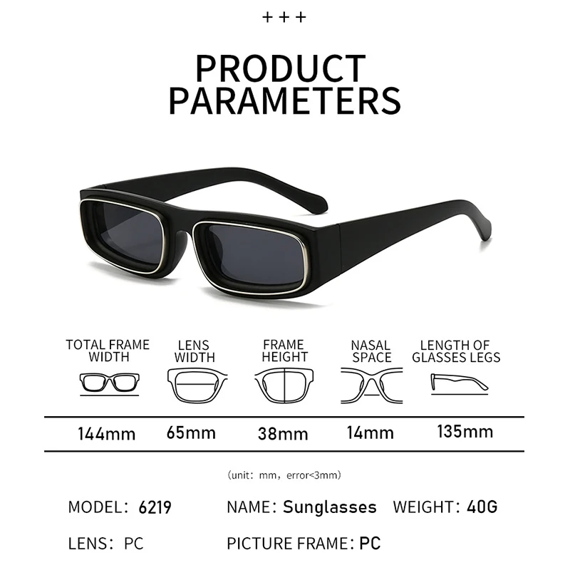 Men Women Sunglasses For Fashion Rectangle Designer Sun Glasses Small Frame Square Trendy Outdoor Party Eyewear Accessory UV400