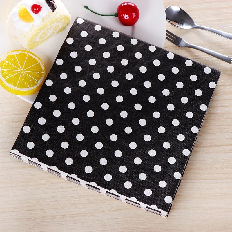 20pcs/Pac 33*33cm 2-Ply Custom Colourful Printed Napkins New Six Colour Polka Dot Folded Napkins All Party Napkins Placemats