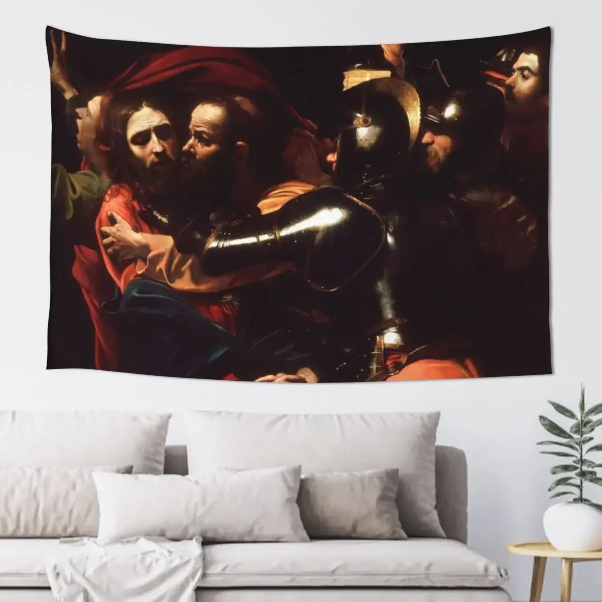 

High Res Caravaggio The Taking of Christ 1602 Tapestry Aesthetic Room Decor Korean Home Decorating Room Decor Tapestry