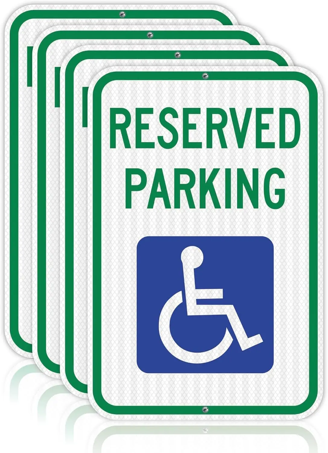 

Handicap Parking Sign Pack of 4, 12x18 Inch Aluminum, UV Protected & Weather Resistant