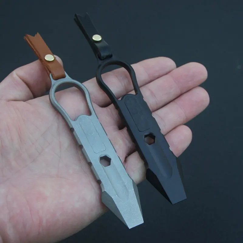 Outdoor Portable EDC TC21 Titanium Alloy Multifunctional Tool Pry Bar Bottle Opener Car Emergency Window Breaking Tool