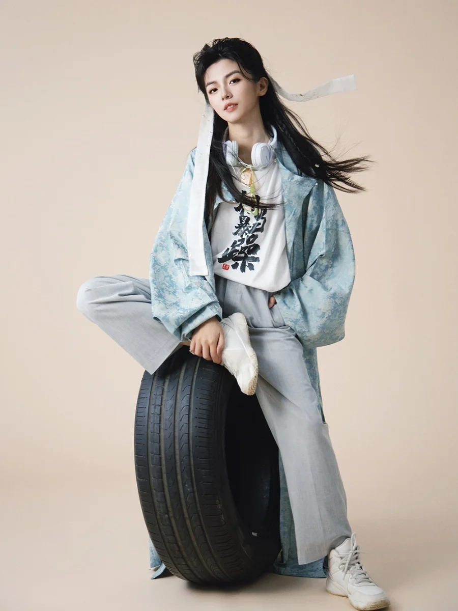 

Original Design round Ne Hanfu Robe Women's Sle Mid-Length Straight Cut Traditional Chinese Clothing Polyester Cotton Blend