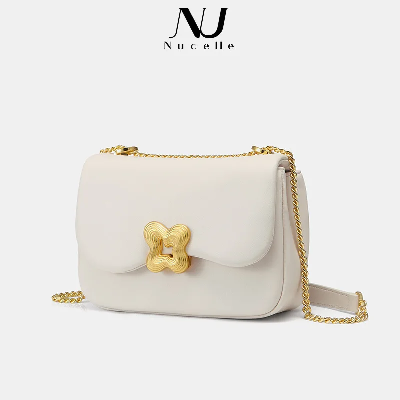 NUCELLE Bag girl 2022 summer new texture shoulder messenger bag fashion chain underarm flower bag