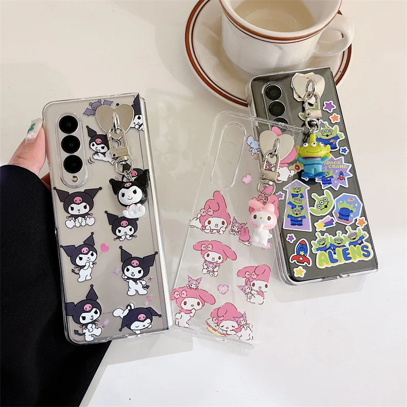 

Kawaii Sanrio Kuromi My Melody Pendant Phone Case for Samsung Galaxy ZFold 4 Zfold 5 Z Fold 3 2 5G Cartoon Anime Cover Para