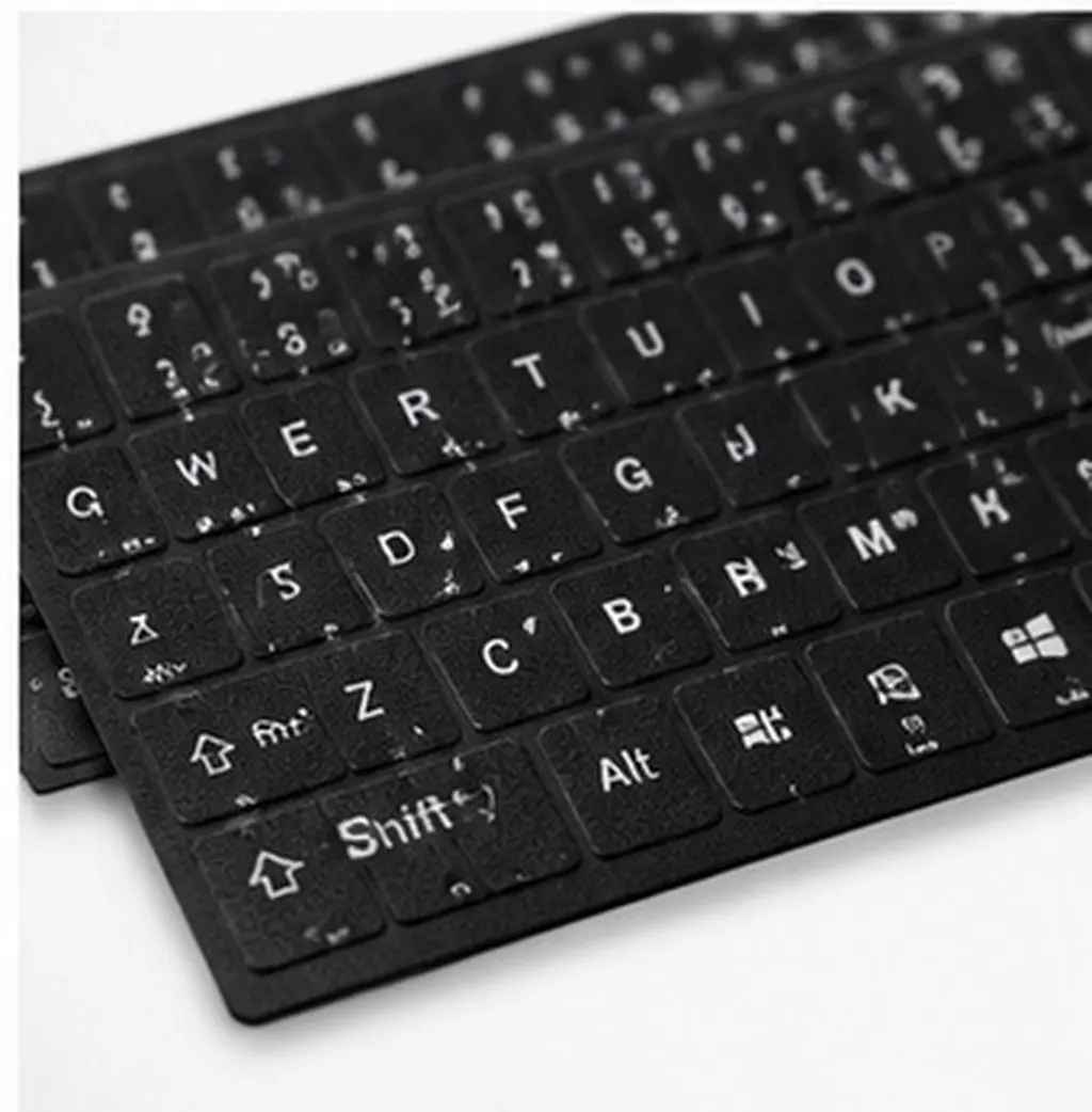 2Sheets English Keyboard Stickers Computer Laptop Notebook Clear Lettering Wear Resistant Self Adhesive Backing Easy Paste
