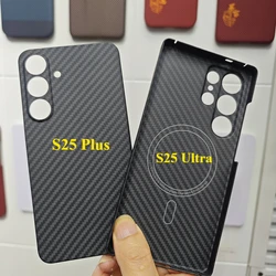 Magnetic Carbon Fiber Case For Samsung Galaxy S25 Ultra Case Aramid Fiber Cover for Galaxy S25 /S25plus Phone Accessory