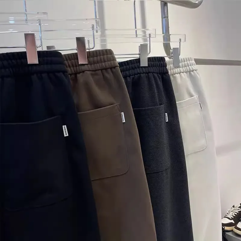 Bla مستقيم الساق السراويل عارضة زائد حجم للرجال فضفاضة مريحة واسعة الساق السراويل الخريف الشتاء زائد حجم السراويل التخسيس