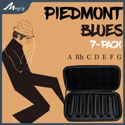 Mugig NAOMI Harmonica SET Piedmont Blues Seven Piece Harmonica Set With Protecting Case 7 Harmonicas Harp Packet Durable Perform