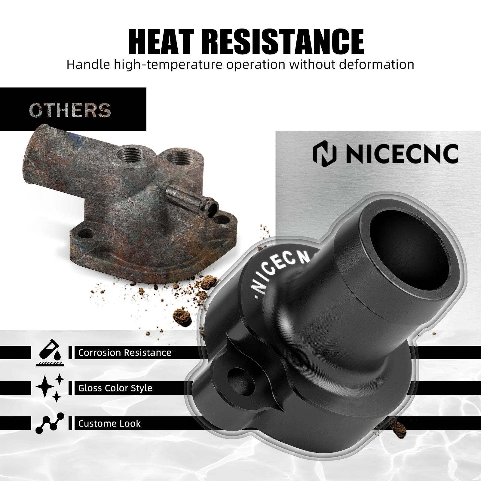 NICECNC Thermostatgehäuseabdeckung für KTM 690 DUKE/DUKE R/Enduro/Enduro R/SMC/SMCR 08–2025 Husqvarna 701 Enduro GasGas 700 SM/ES – Detail 4