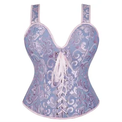 Corsé de Jacquard para mujer, corpiño con correas para los hombros, corsés renacentistas con cremallera, sin mangas realzadoras, disfraces de fiesta de baile para vacaciones