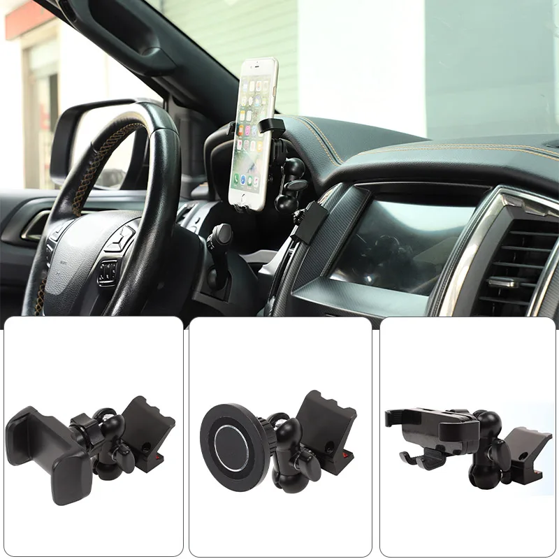Car Central Control Mobile Phone Bracket GPS Navigation Bracket Seat For Ford Ranger Wildtrak 2015-2021 Car Interior Accessories