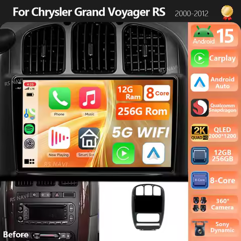 Plug and Play Android 15 Carplay Car Radio For Chrysler Grand Voyager RS 2000-2012 For Dodge Caravan 4 Navigation BT Multimedia
