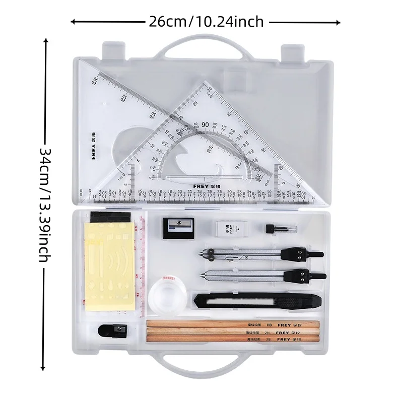 Mechanical drawing tool set Engineering drawing device Engineering drawing kit Compasses set for students