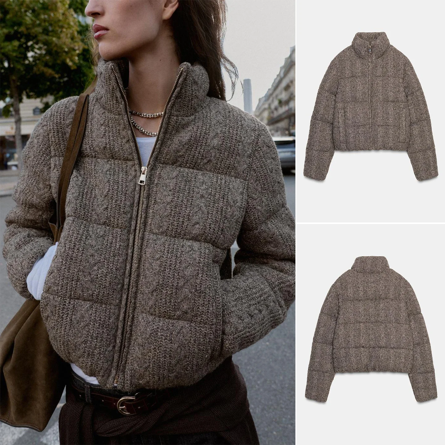 

Thiened American Casual Long Sve с воротником-стойкой, вязаная теплая верхняя одежда с восемью прямыми ремнями для женщин, осень-зима, новинка...