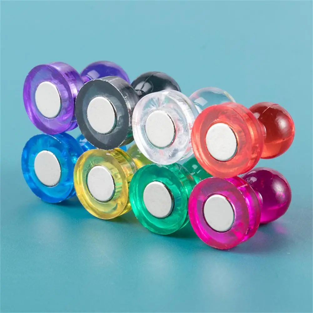 

10Pcs Great Plastic Magnetic Push Pins Indeformable Colorful Transparent Refrigerator Magnets Thumbtacks Convenient