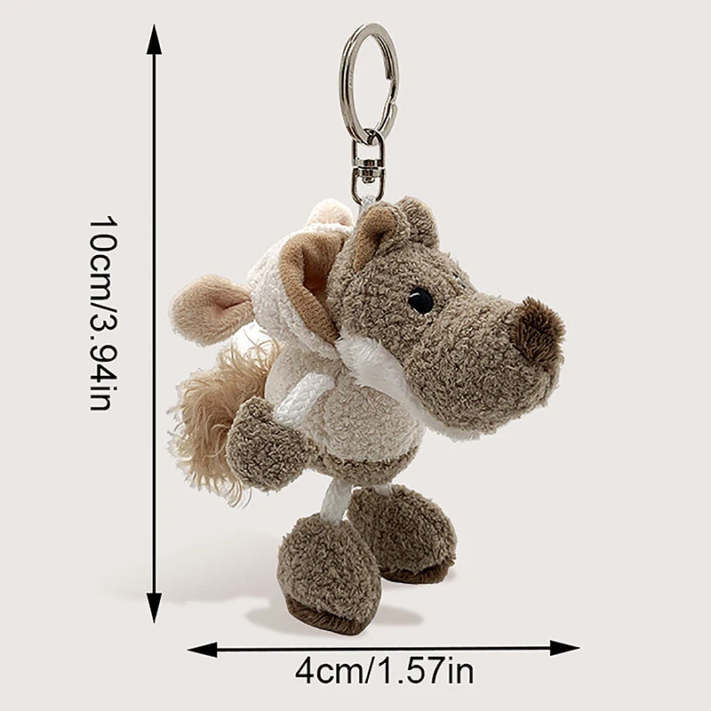 10cm Cute Fluffy Fur Wolf Keychain Mini Plush Doll Schoolbag Charm Mini Pendant Keychain Plush Bag Charm Children's Toys Gifts