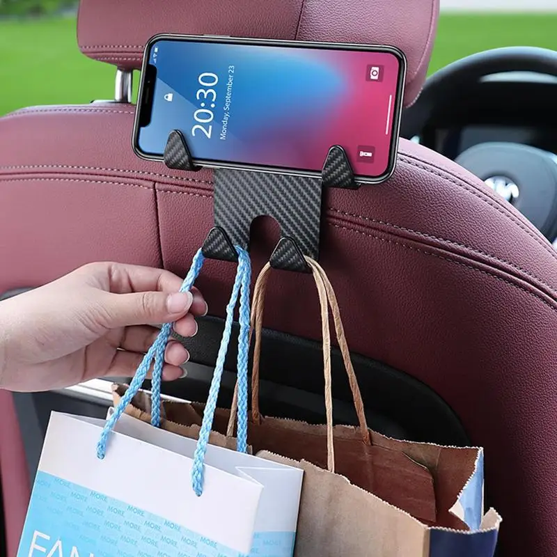 

Headrest Phone Holder 2 In 1 Multifunction Car Bag Hooks Auto Seat Hooks For Purses And Bags Car Purse Holder Vehicle Supplies