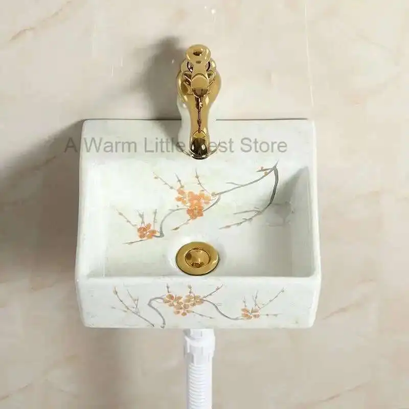 Lavabos de baño triangulares, lavabos de baño colgantes de pared de colores, lavabos pequeños para colgar en la pared, lavabos, lavabo de esquina de cerámica