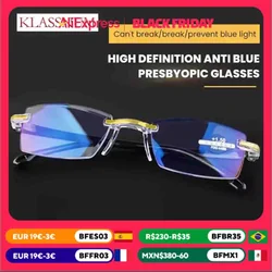 New Intelligent Zoom Glasses Men Women Reading Glasses Anti Blue Ray Rimless Cutting Presbyopia Eyewear Prescription Glasses