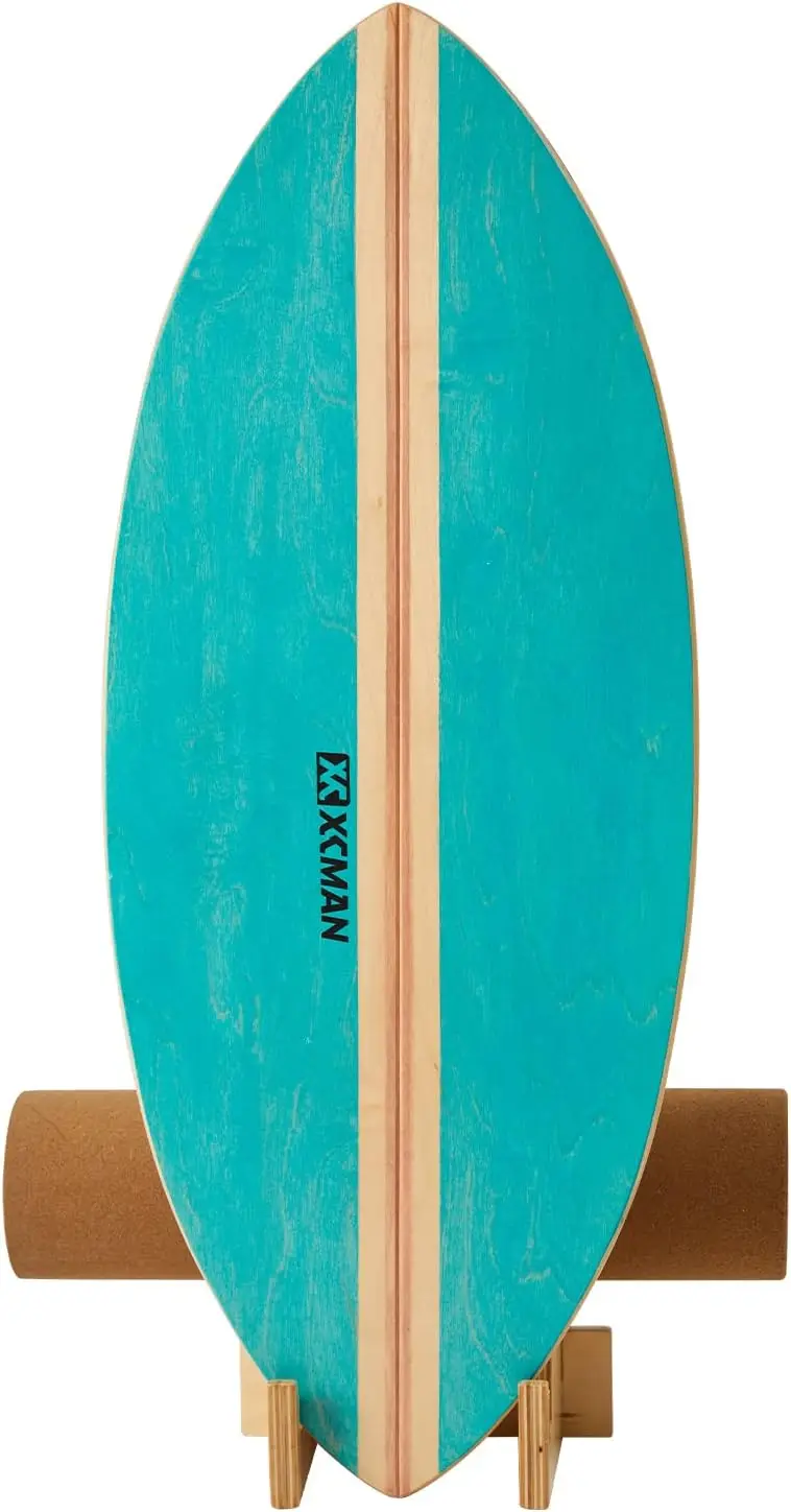 Surf Balance Board Trainer with Roller Wooden Exercise Balancing Stability Trainer - Non Slip Surface for Adults Kids|Balance