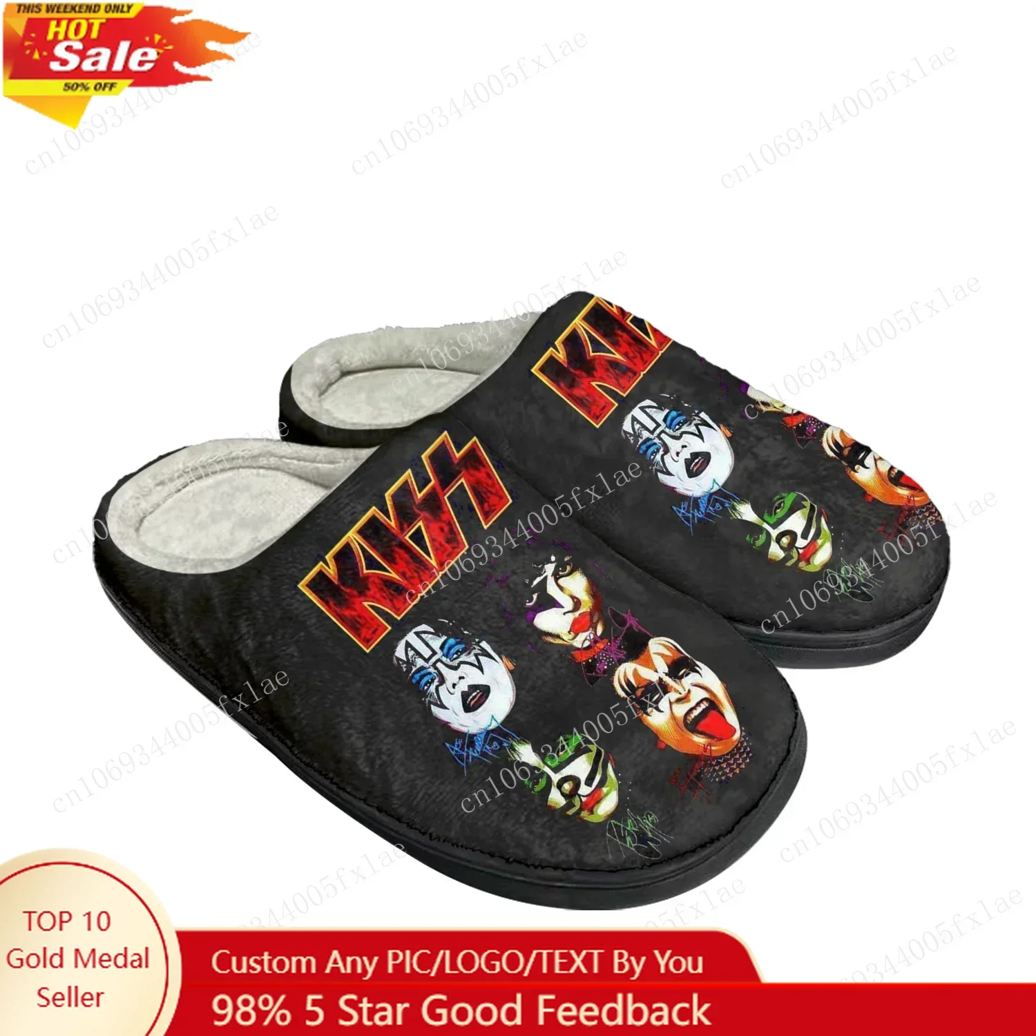 

Heavy Metal Rock Band Kiss Fashion Home Cotton Custom Slippers Mens Womens Sandals Plush Bedroom Keep Warm Shoe Thermal Slipper