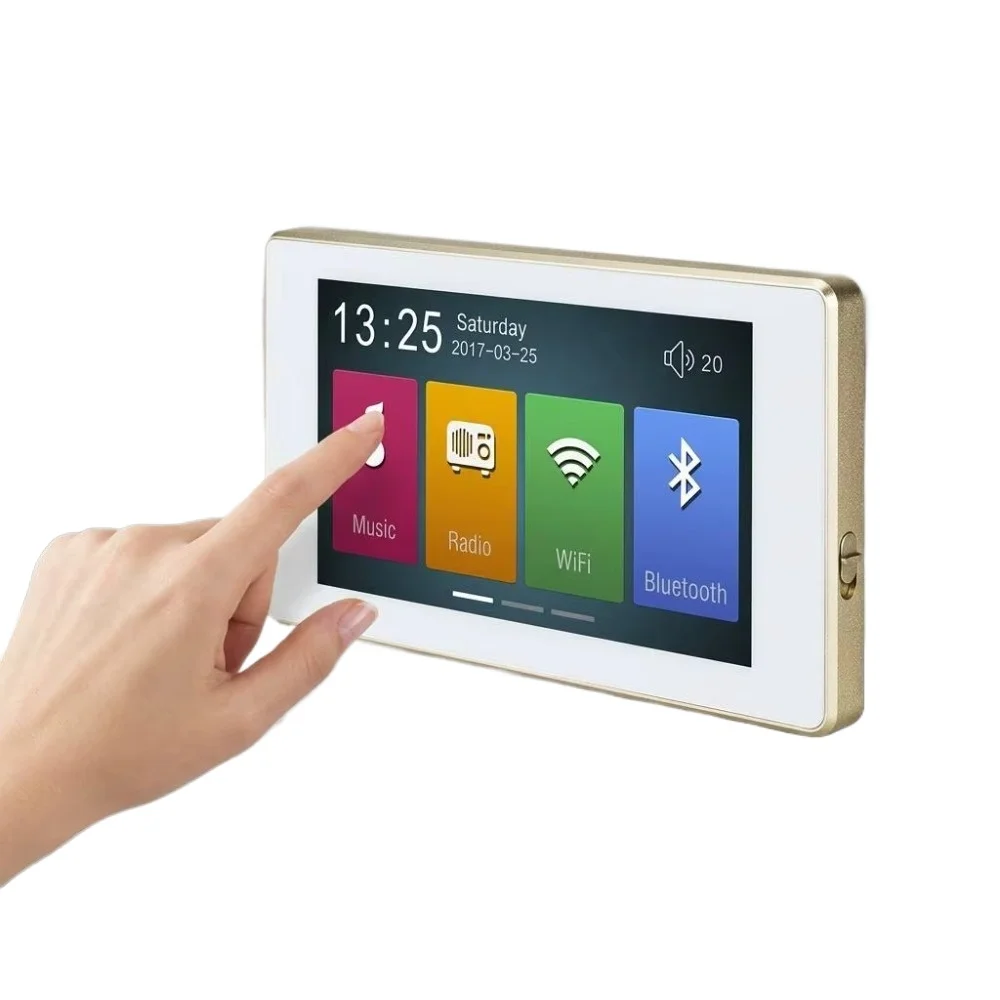 400H Smart Wireless Stereo Wall Amplifier with Touch Screen Bluetooth FM Radio USB TF Card App Control 4 Channel High Fidelity