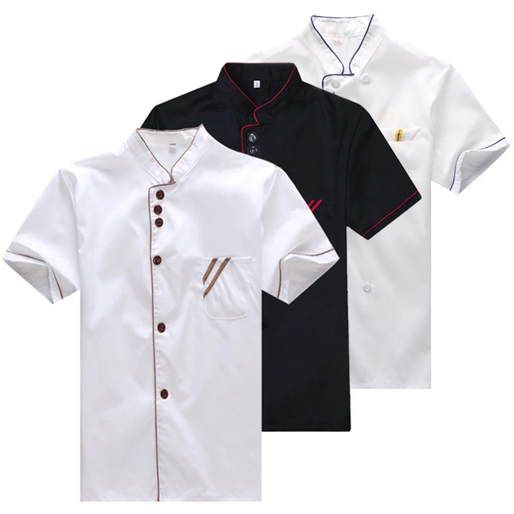 

Uniform Sleeve Jacket Loose Chef Coat Breathable Oil Proof Catering Restaurant Kitchen Short Sleeve Chef Jacket Supplies
