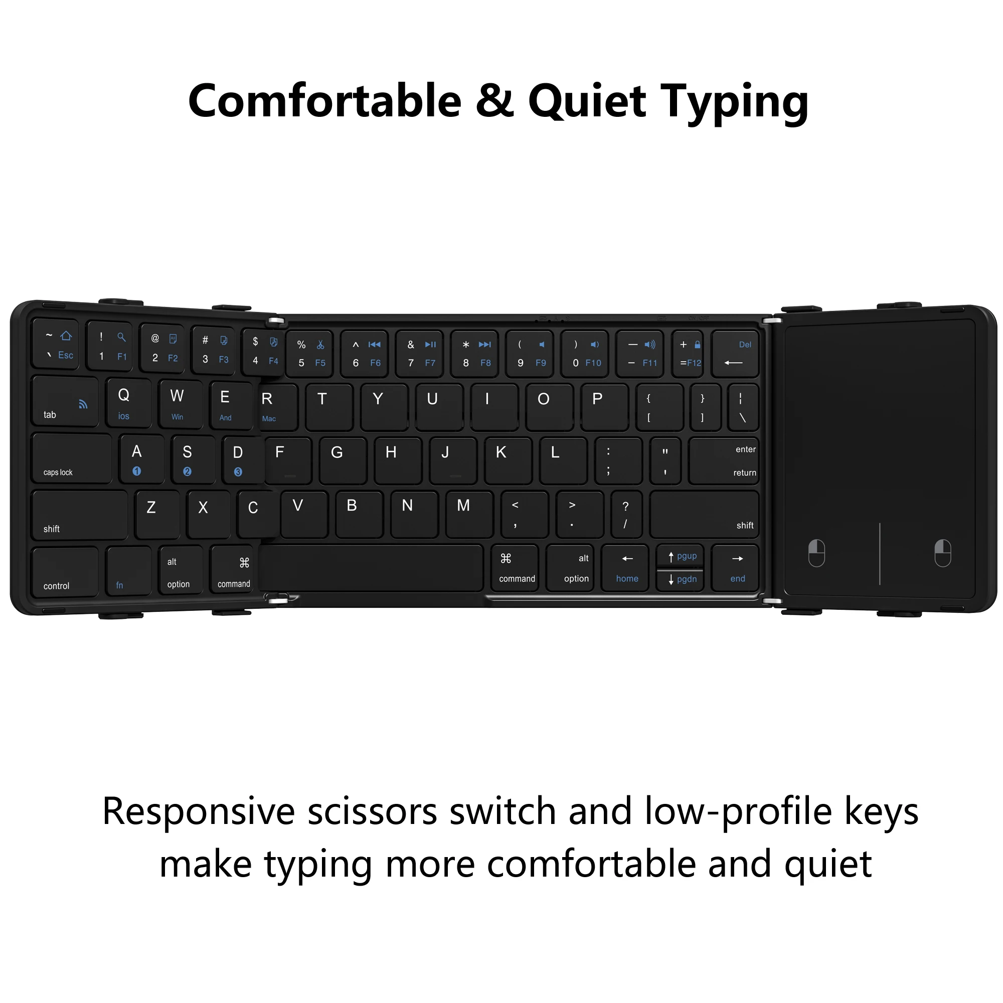 Foldable Bluetooth Keyboard with Touchpad Rechargeable Wireless Keyboard Pocket-Sized for Laptop MacBook iPad Mac Tablet iPhone