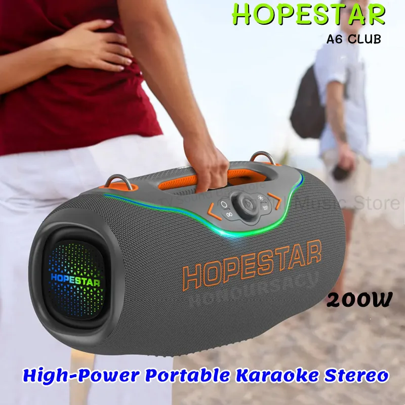 

A6 CLUB 200W Powerful Bluetooth Speaker with Mic Shocking Subwoofer Outdoor Portable Wireless Bluetooth Audio Home Karaoke Sets